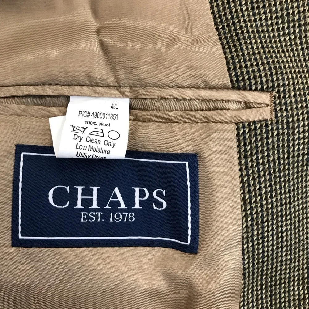 Chaps Brown Houndstooth Blazer - size 48L